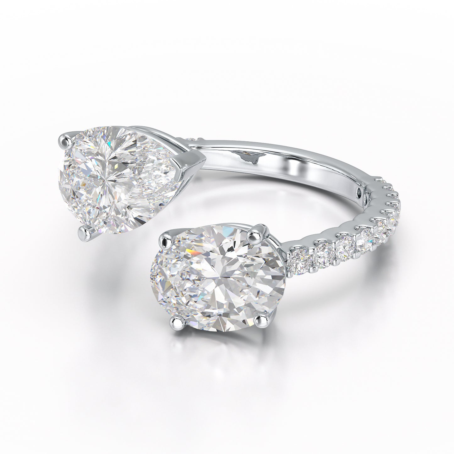 Round and Pear Two Stone Ring