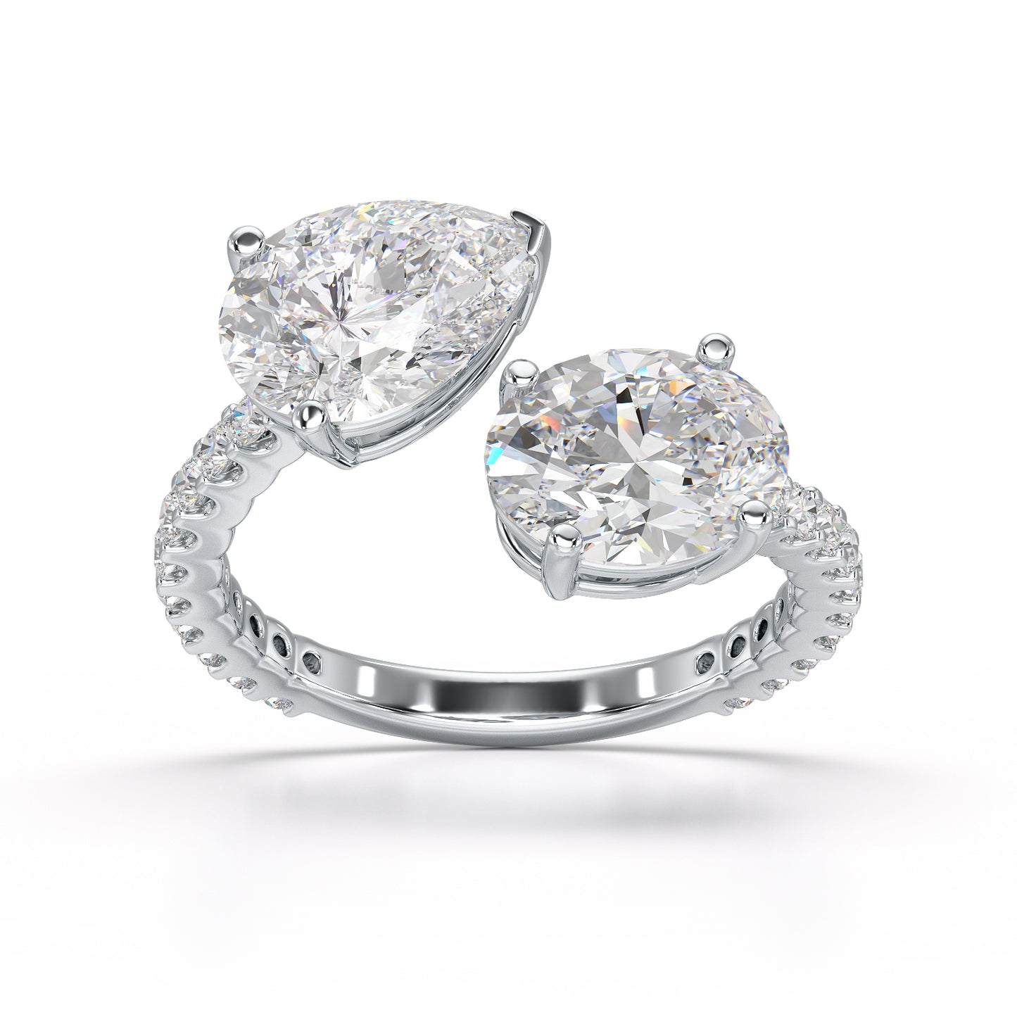 Round and Pear Two Stone Ring