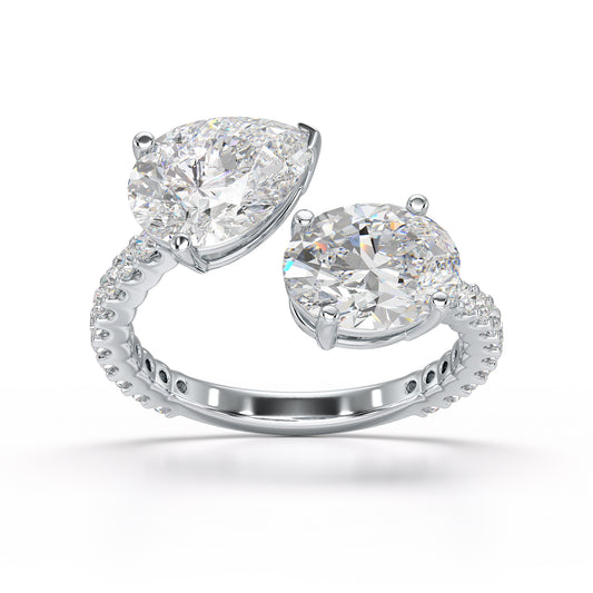 Round and Pear Two Stone Ring