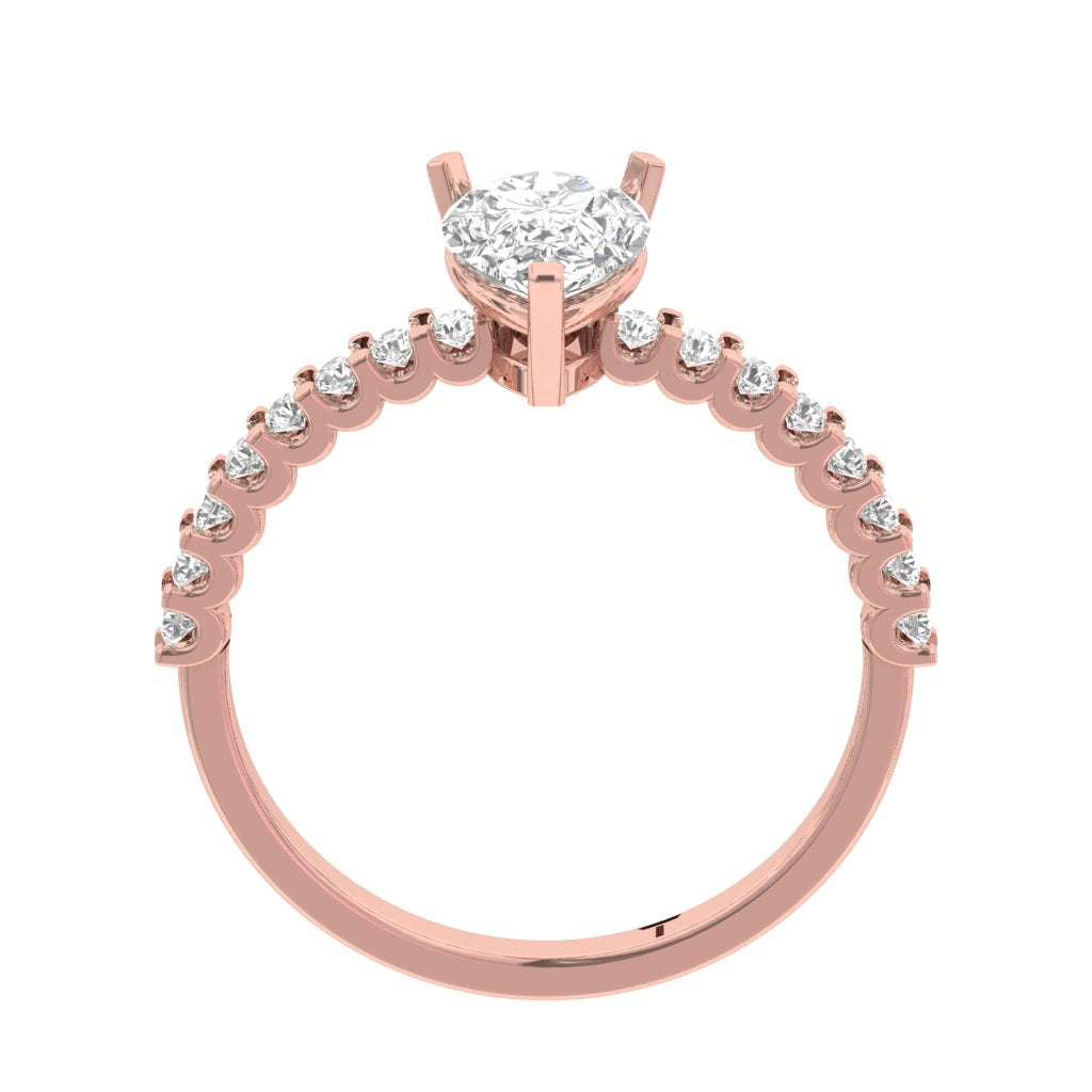 Engagement Ring Shared Prong  Pear Center  TR003-PE