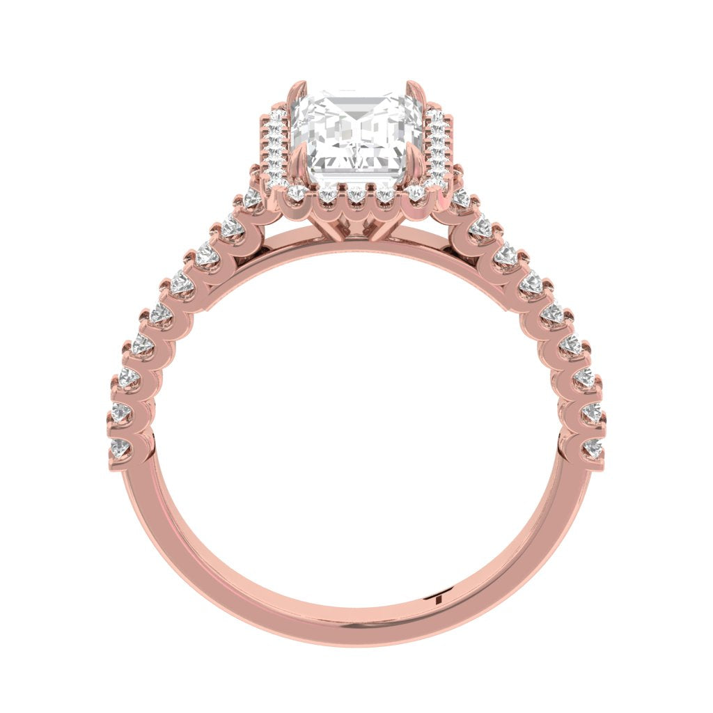 Halo Pave Engagement Ring  Emerald Center TR001-EM