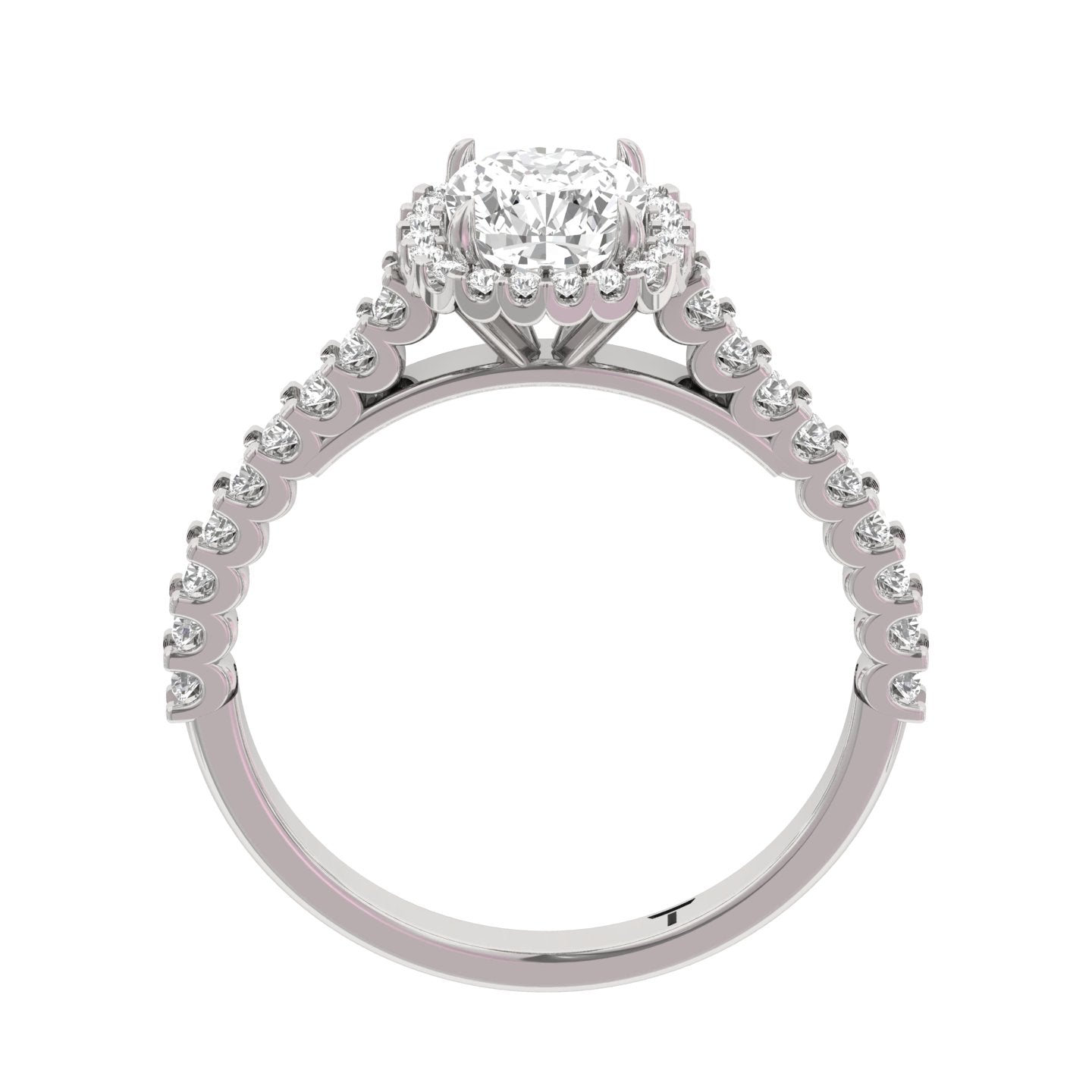 Halo Pave Engagement Ring  Cushion Center  TR001-CU