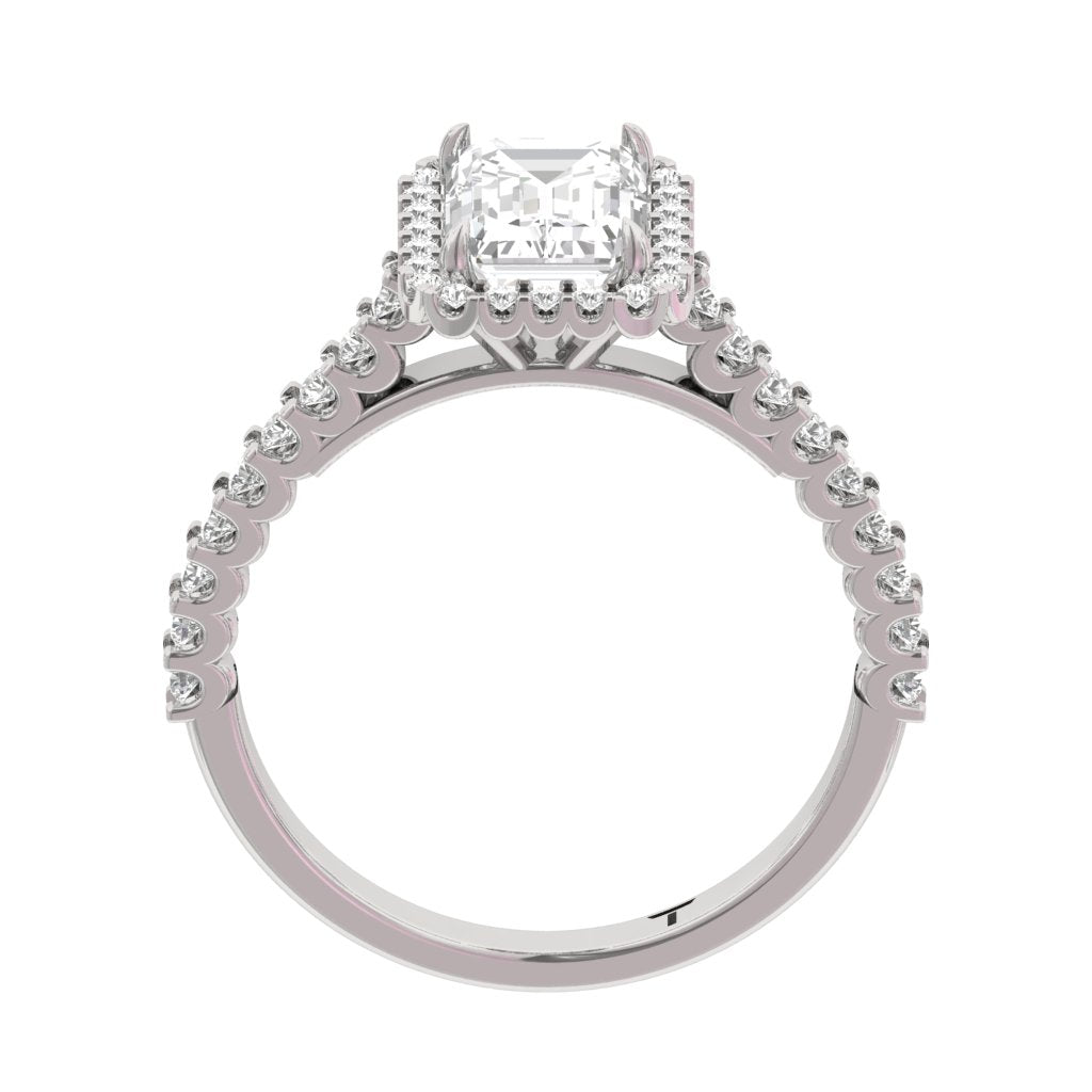 Halo Pave Engagement Ring  Emerald Center TR001-EM