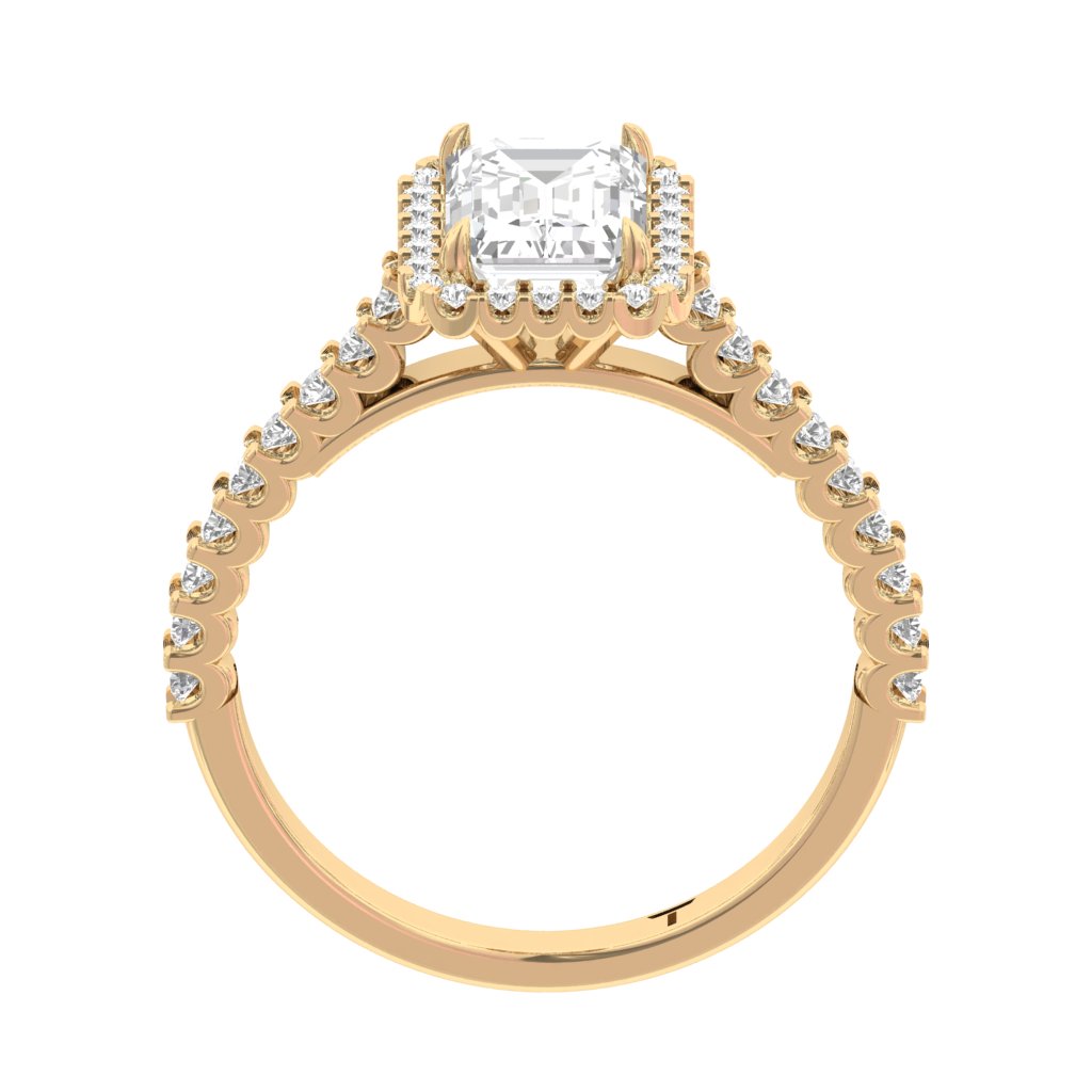 Halo Pave Engagement Ring  Emerald Center TR001-EM