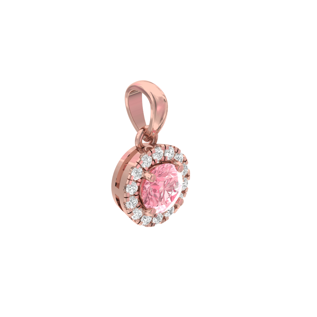 Pink Lab Diamond Halo Pendant TR006-PD