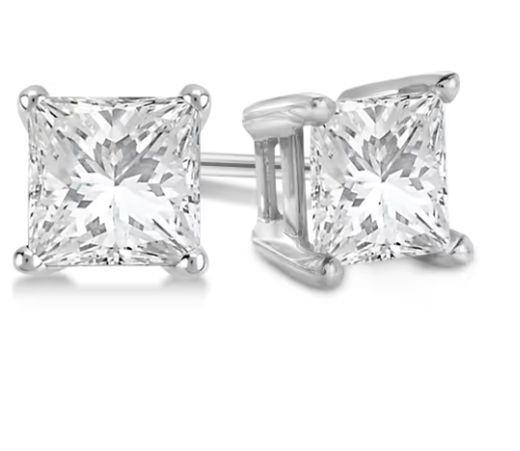Stud Earrings Princess Cut