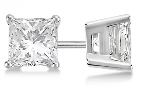Stud Earrings Princess Cut