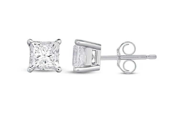 Stud Earrings Princess Cut