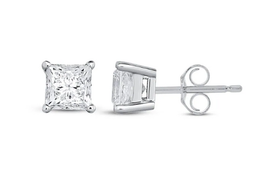 Stud Earrings Princess Cut