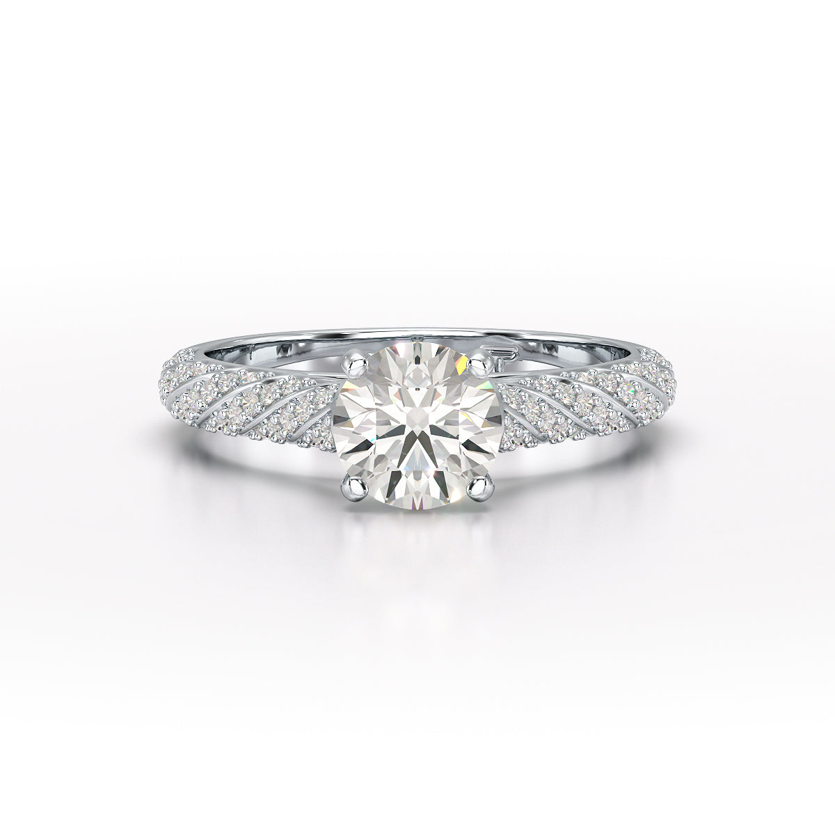 Engagement Ring Twist Pave  Round Center  TR008