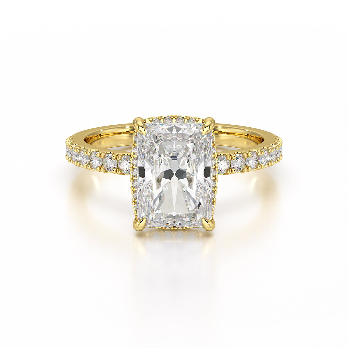 Halo Pave Engagement Ring Radiant Center TR029-RA