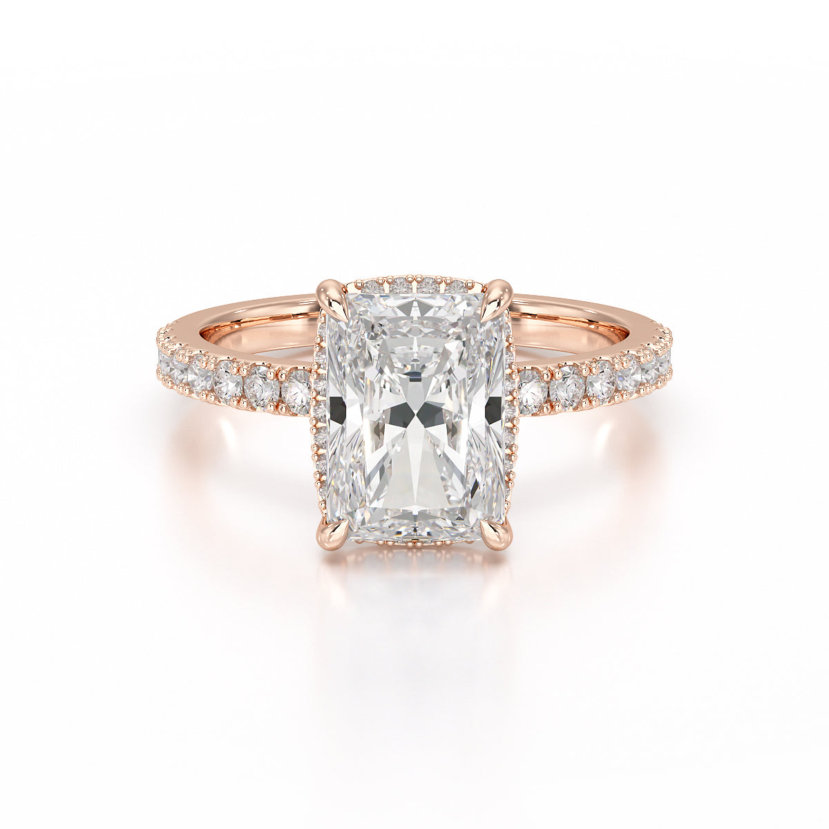 Halo Pave Engagement Ring Radiant Center TR029-RA