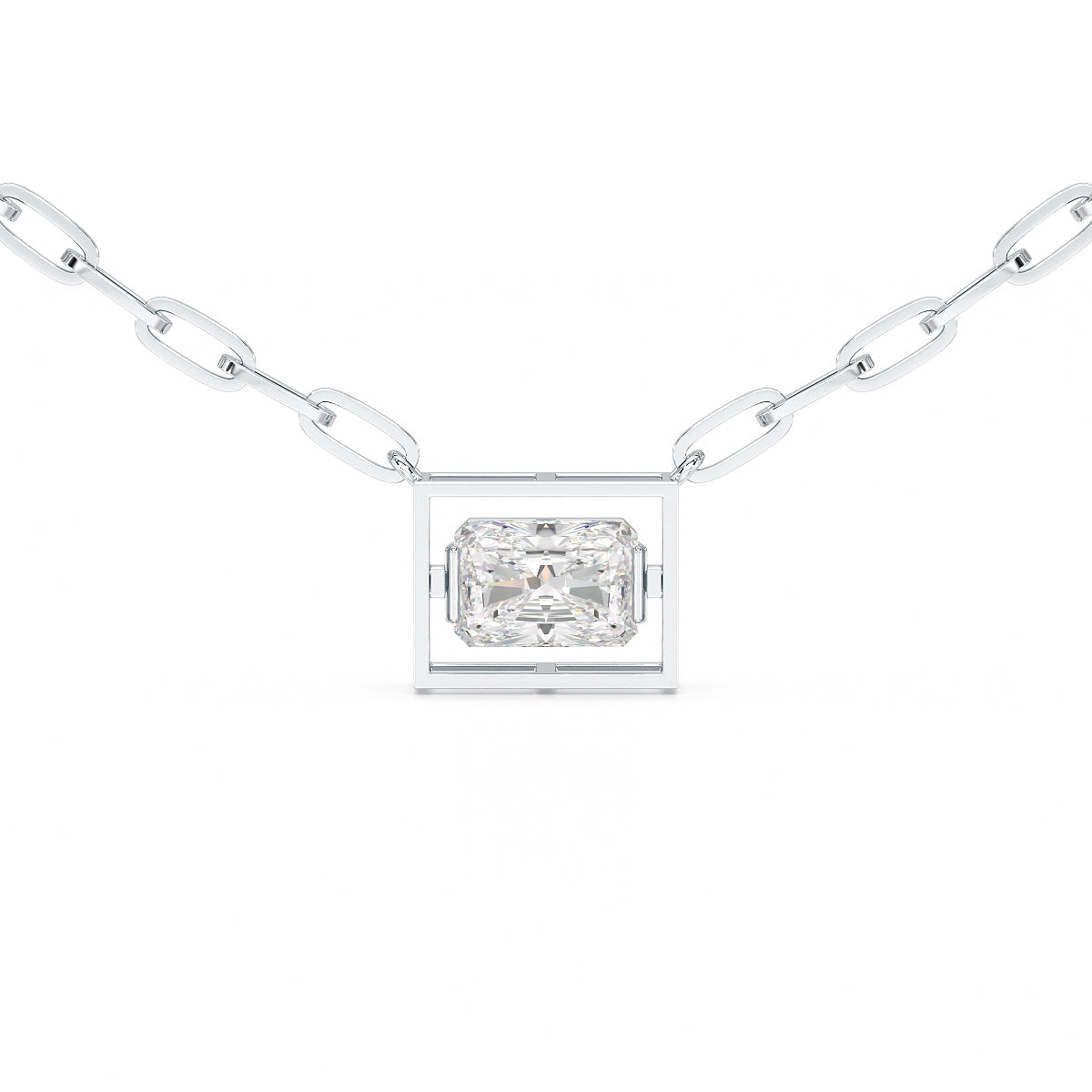 Paperclip Necklace with Radiant Pendant - TR076