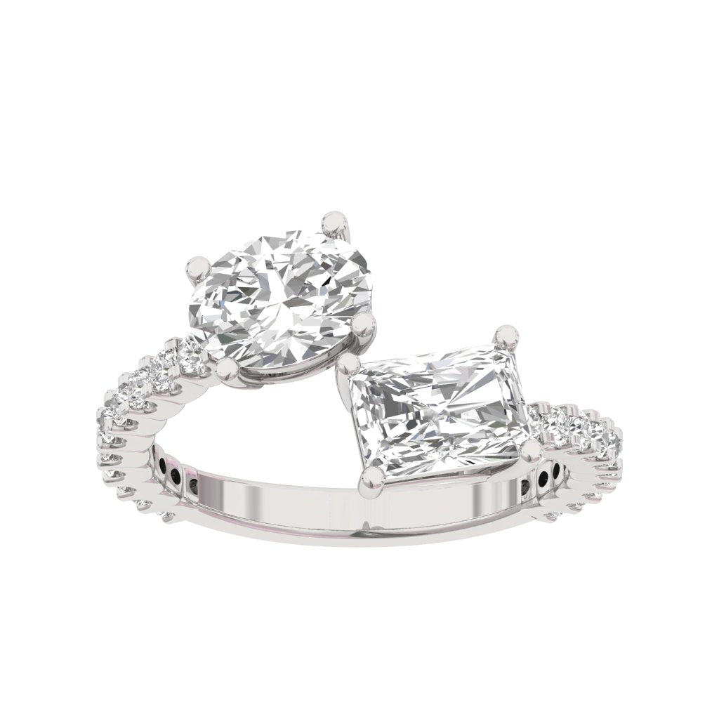 Radiant and Oval Two Stone Ring