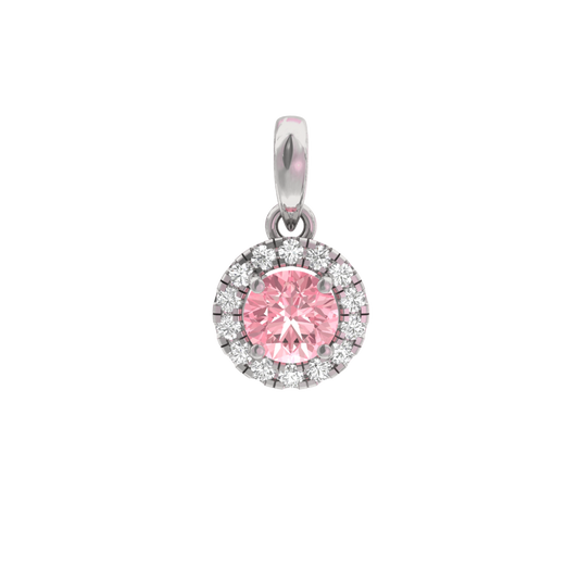 Pink Lab Diamond Halo Pendant TR006-PD