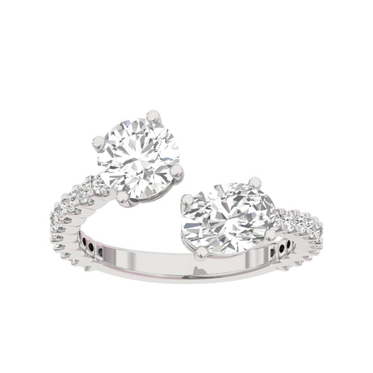 Oval and Round Two Stone Ring