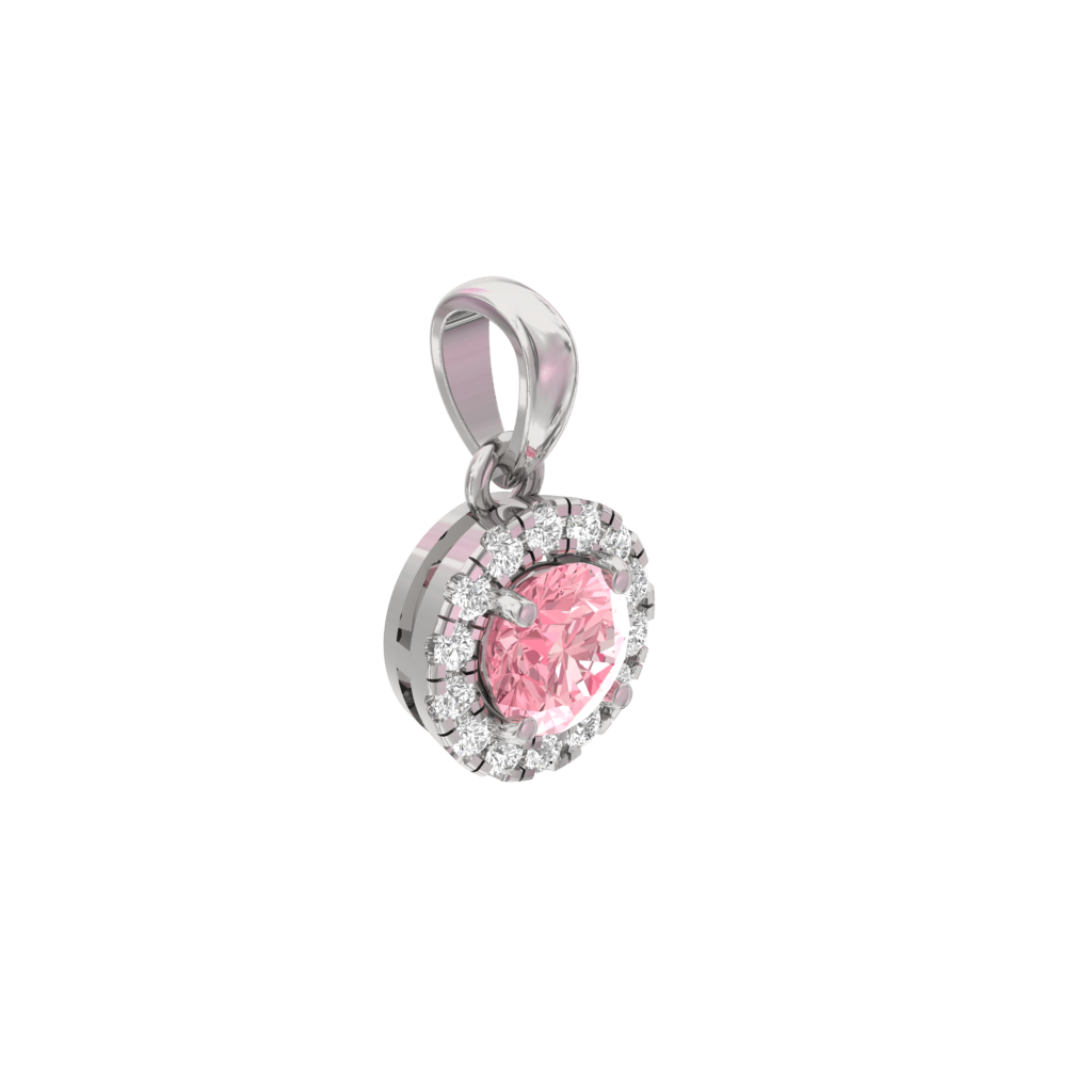 Pink Lab Diamond Halo Pendant TR006-PD