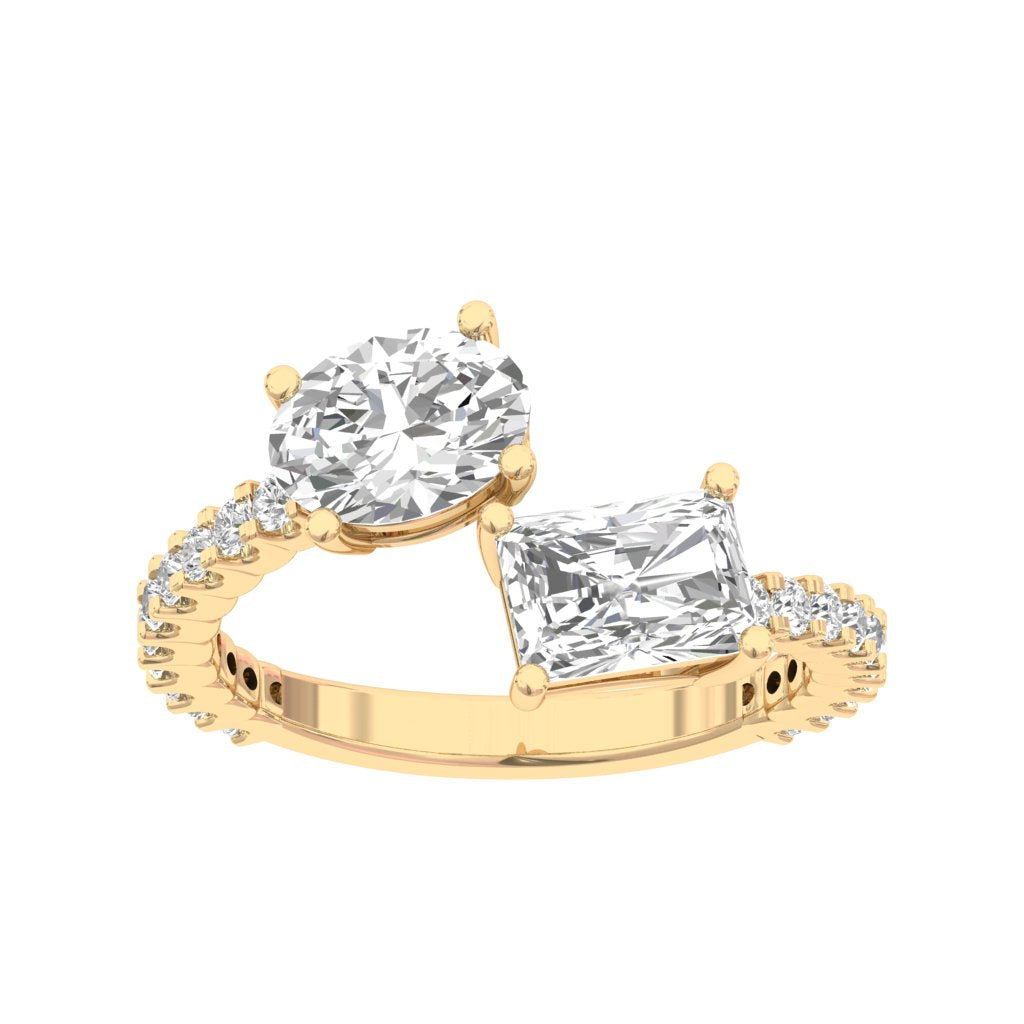 Radiant and Oval Two Stone Ring