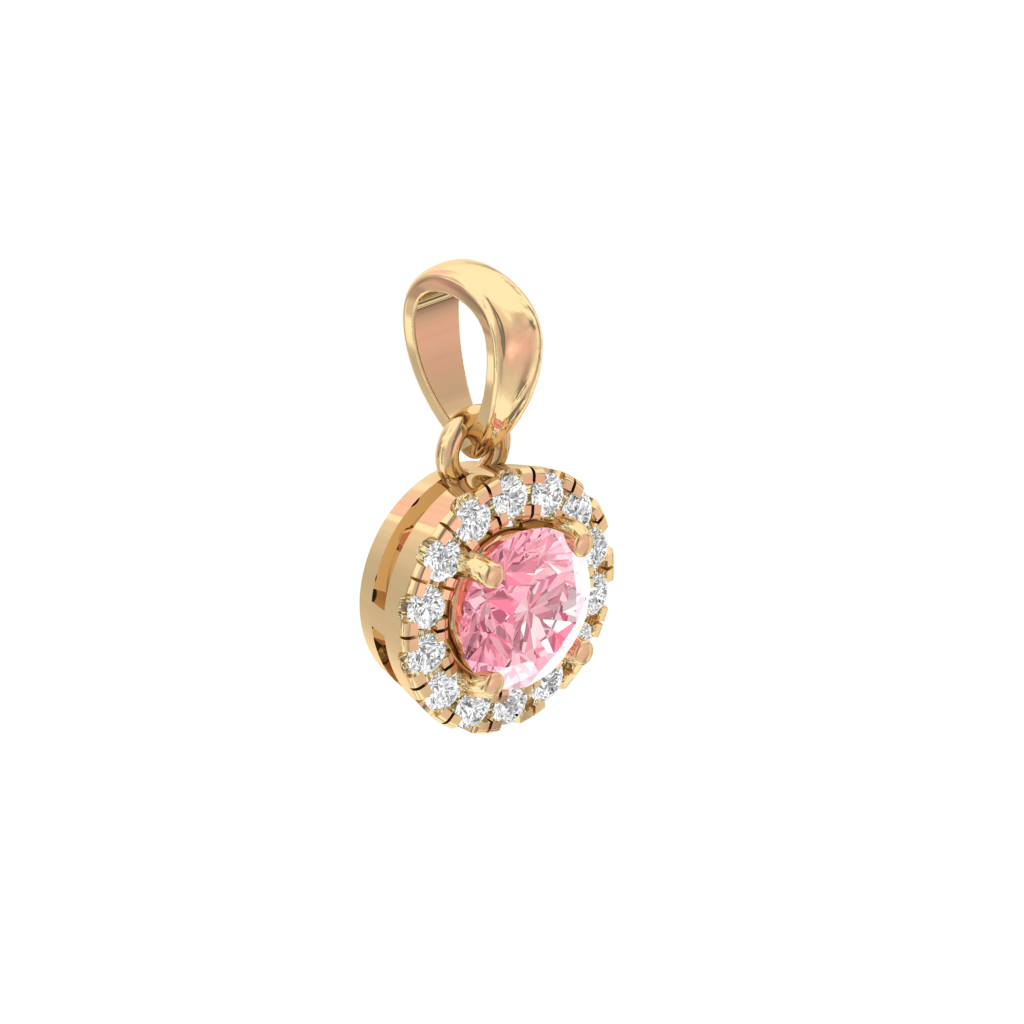 Pink Lab Diamond Halo Pendant TR006-PD