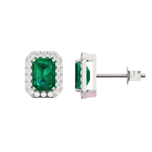 Natural Emerald/Sapphire/Ruby Halo Earring Emerald Center TR002-ER