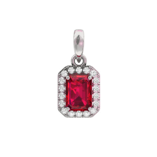 Ruby Halo Emerald Shape Pendant  TR002-PD