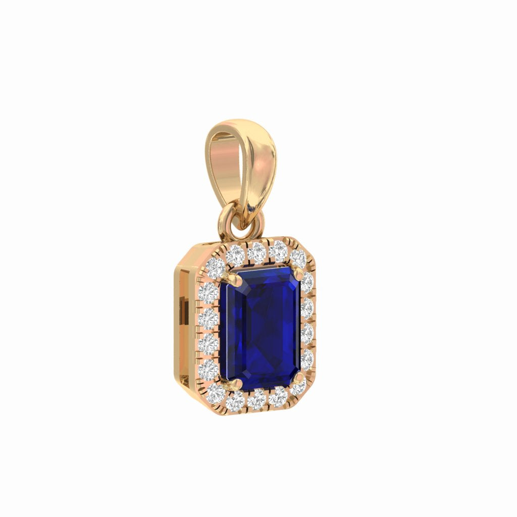 Sapphire Halo Emerald Shape Pendant  TR002-PD