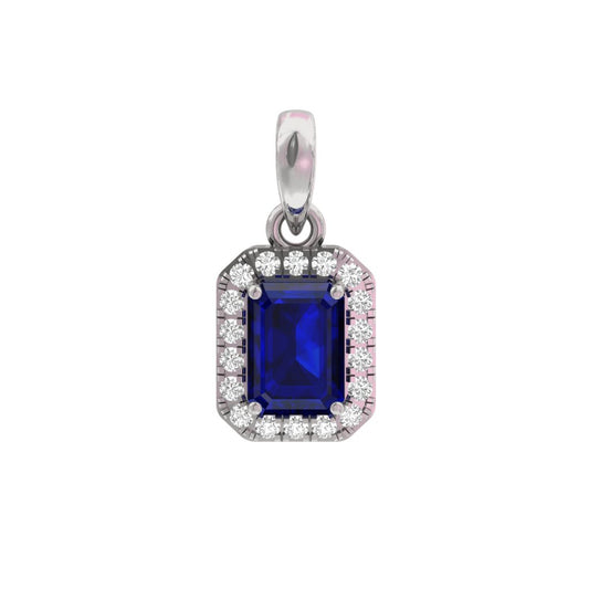 Sapphire Halo Emerald Shape Pendant  TR002-PD