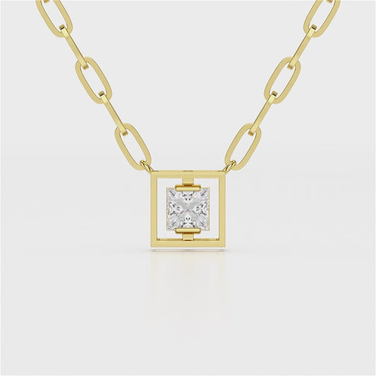 Paperclip Necklace with Princess Pendant - TR076B