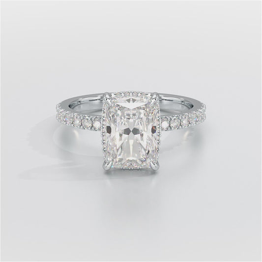 Halo Pave Engagement Ring Radiant Center TR029-RA