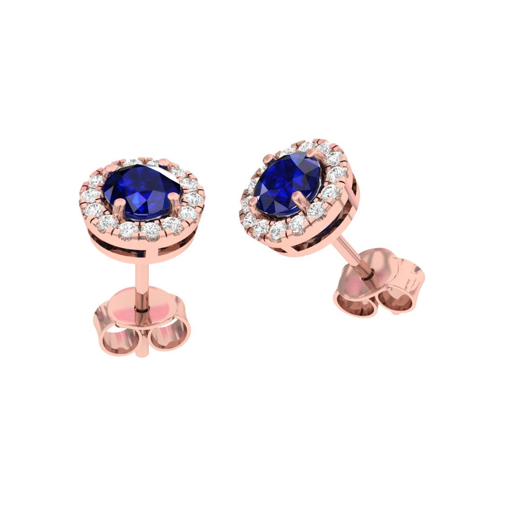 Natural Sapphire Halo Earring Round Center  TR006-ER