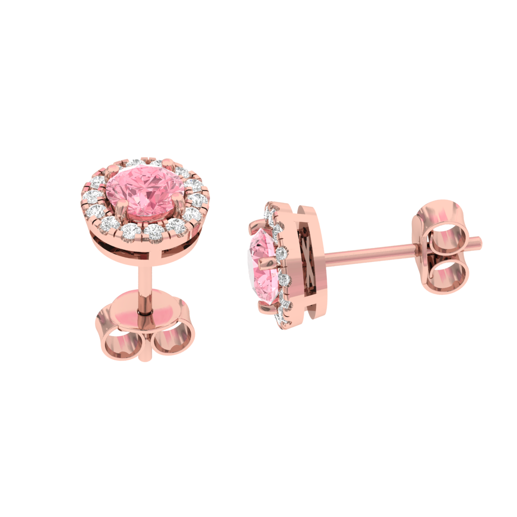 Pink Lab Diamonds Halo Earring Round  TR006-ER