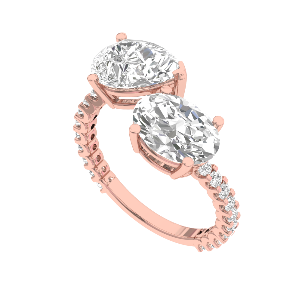 Pear and Oval Two Stone Ring - TR019C
