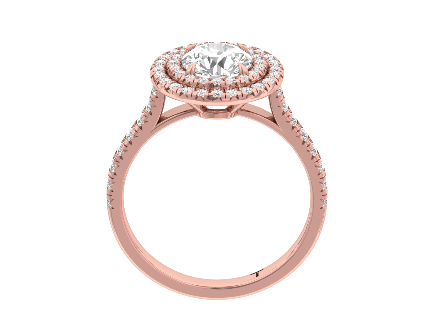 Double Halo Engagement Ring Round Center TR007