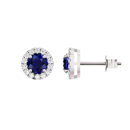 Natural Sapphire Halo Earring Round Center  TR006-ER