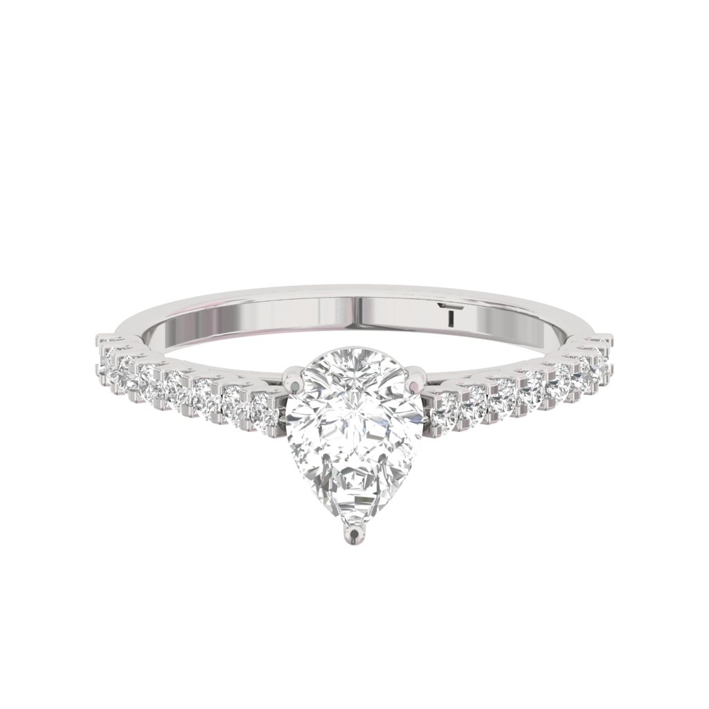 Engagement Ring Shared Prong  Pear Center  TR003-PE