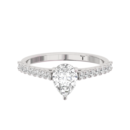 Engagement Ring Shared Prong  Pear Center  TR003-PE