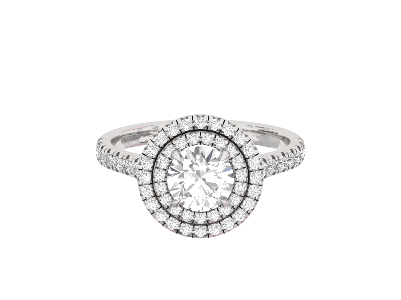 Double Halo Engagement Ring Round Center TR007