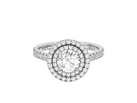 Double Halo Engagement Ring Round Center TR007