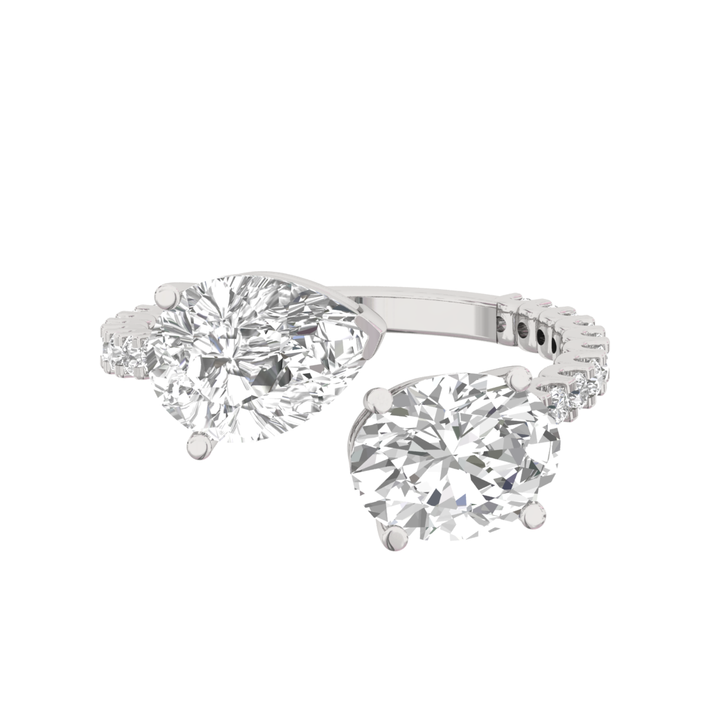 Pear and Oval Two Stone Ring - TR019C