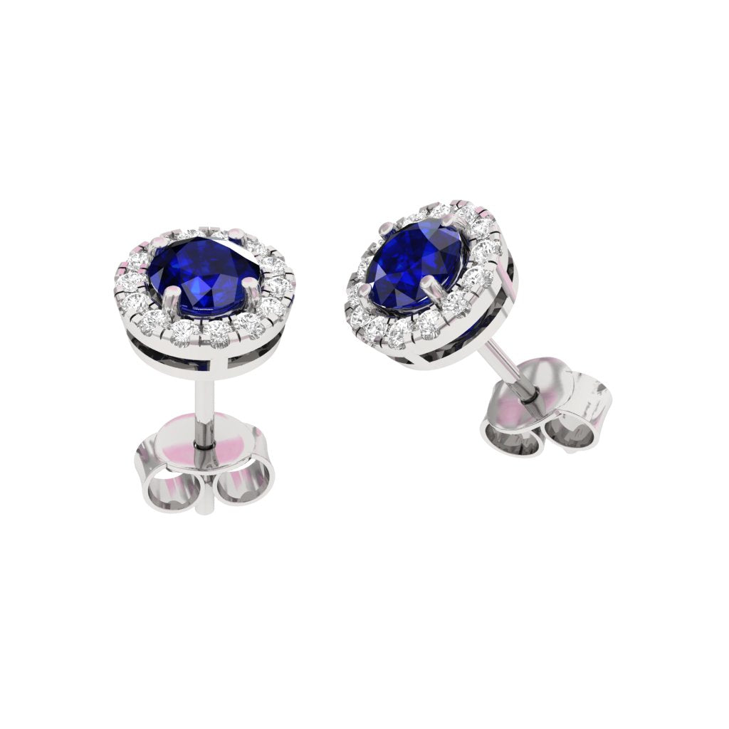 Natural Sapphire Halo Earring Round Center  TR006-ER