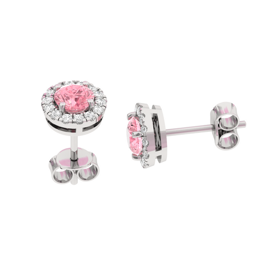 Pink Lab Diamonds Halo Earring Round  TR006-ER