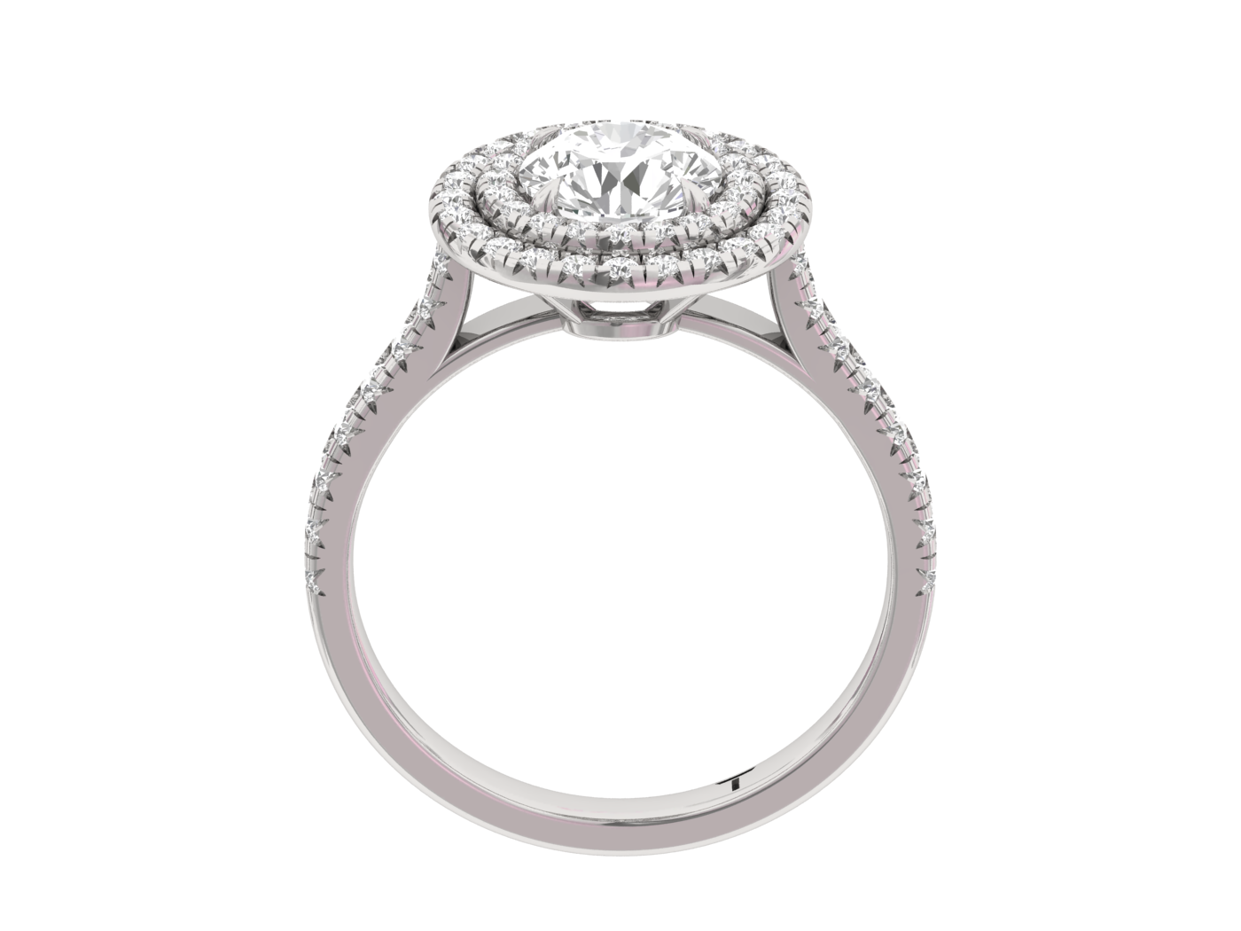 Double Halo Engagement Ring Round Center TR007
