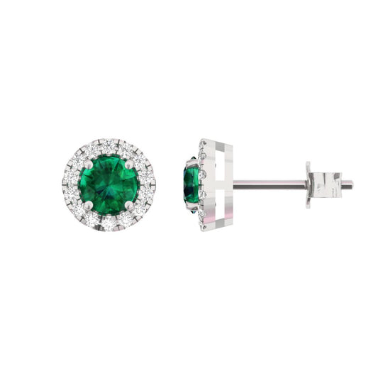 Natural Emerald Halo Earring Round Center  TR006-ER
