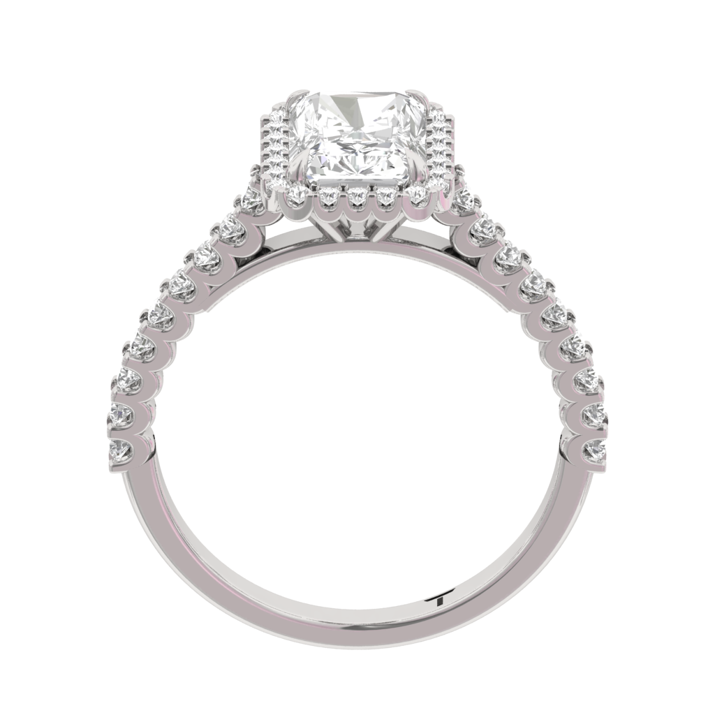 Halo Pave Engagement Ring Radiant Center TR001-RA
