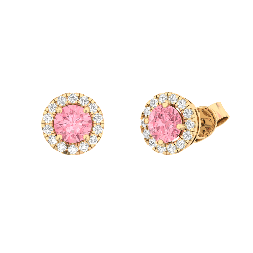 Pink Lab Diamonds Halo Earring Round  TR006-ER