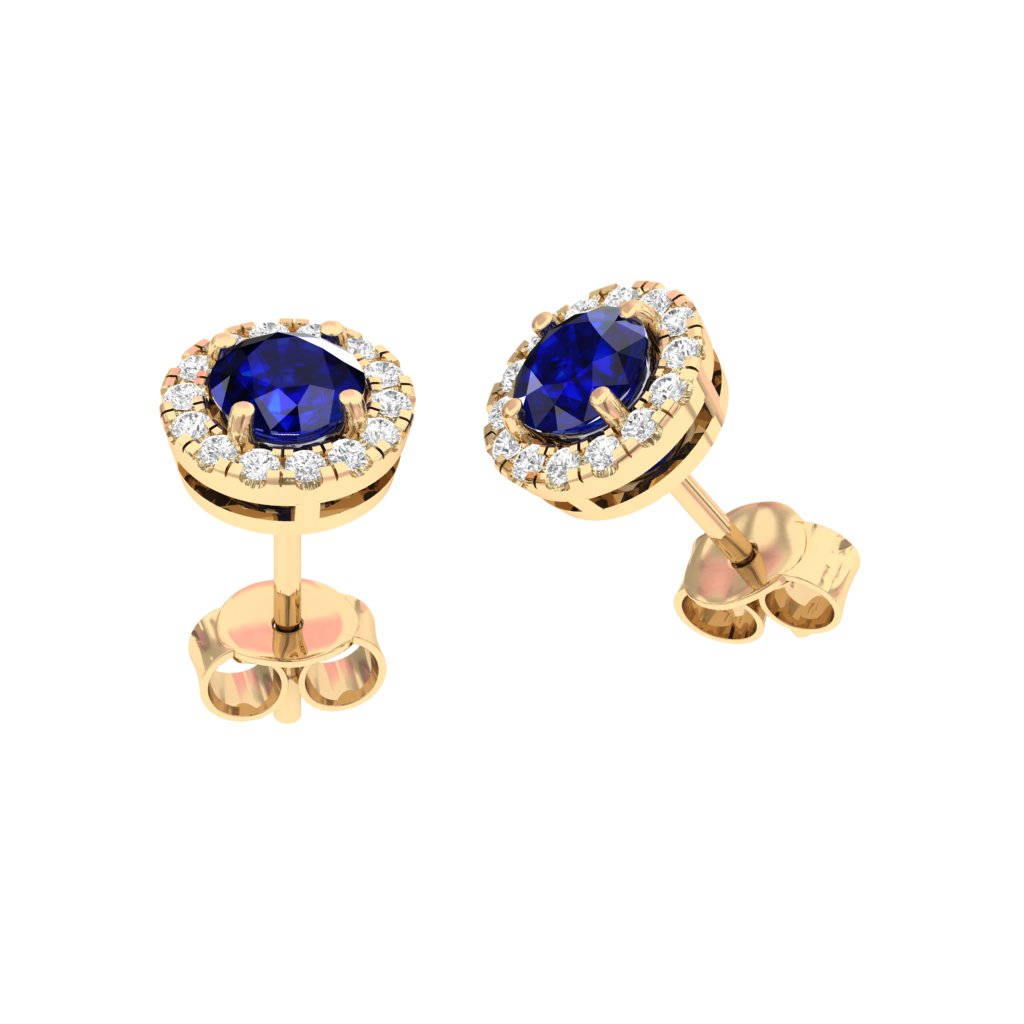 Natural Sapphire Halo Earring Round Center  TR006-ER