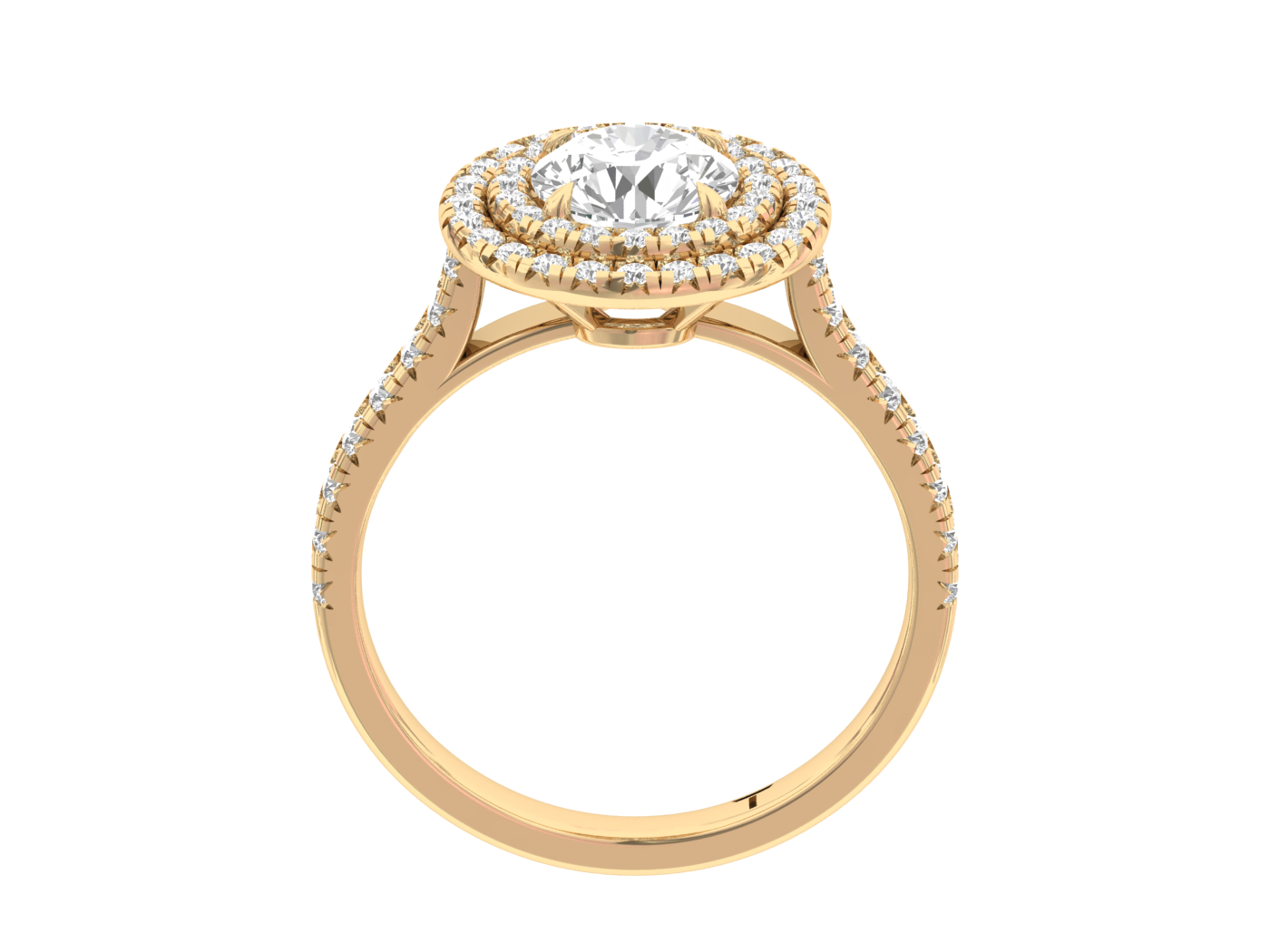 Double Halo Engagement Ring Round Center TR007