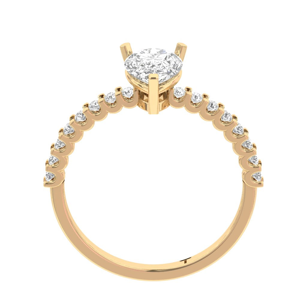 Engagement Ring Shared Prong  Pear Center  TR003-PE