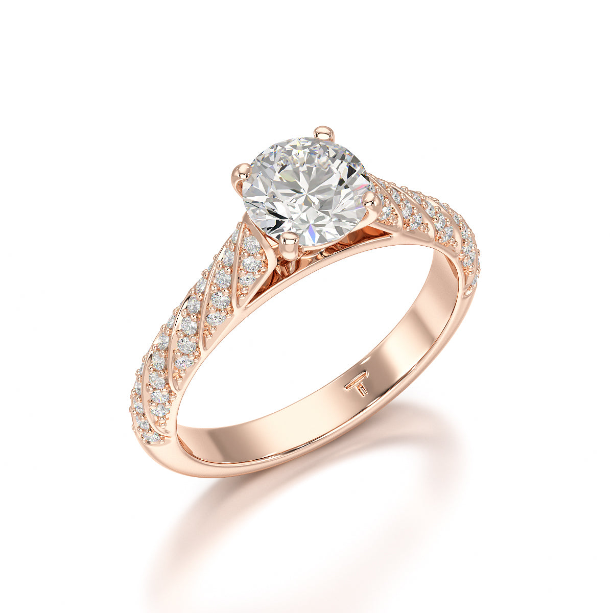 Engagement Ring Twist Pave  Round Center  TR008