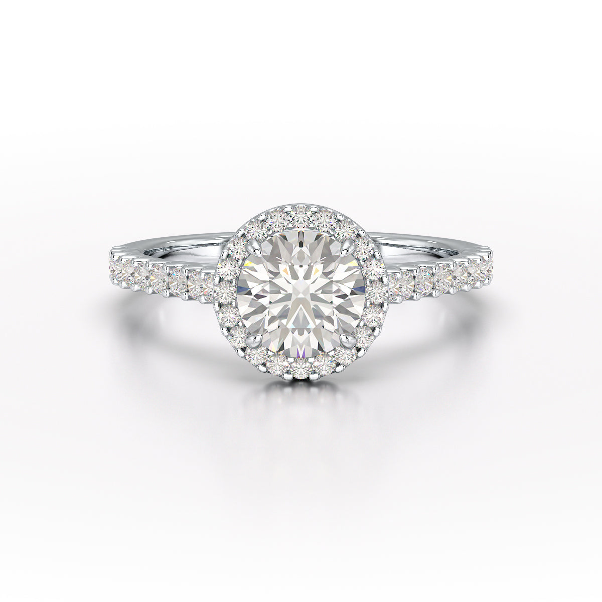 Halo Pave Engagement Ring  Round Center  TR001-RD